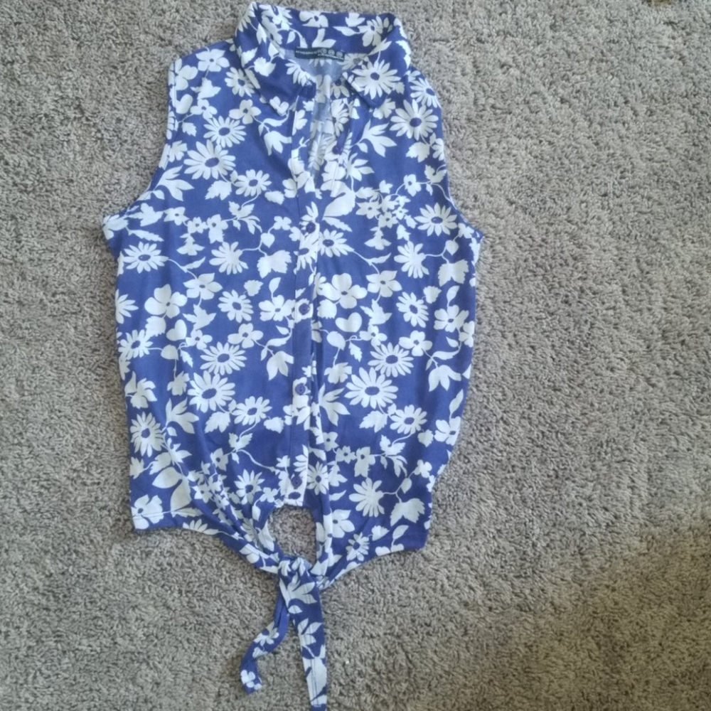 Blue floral blouse